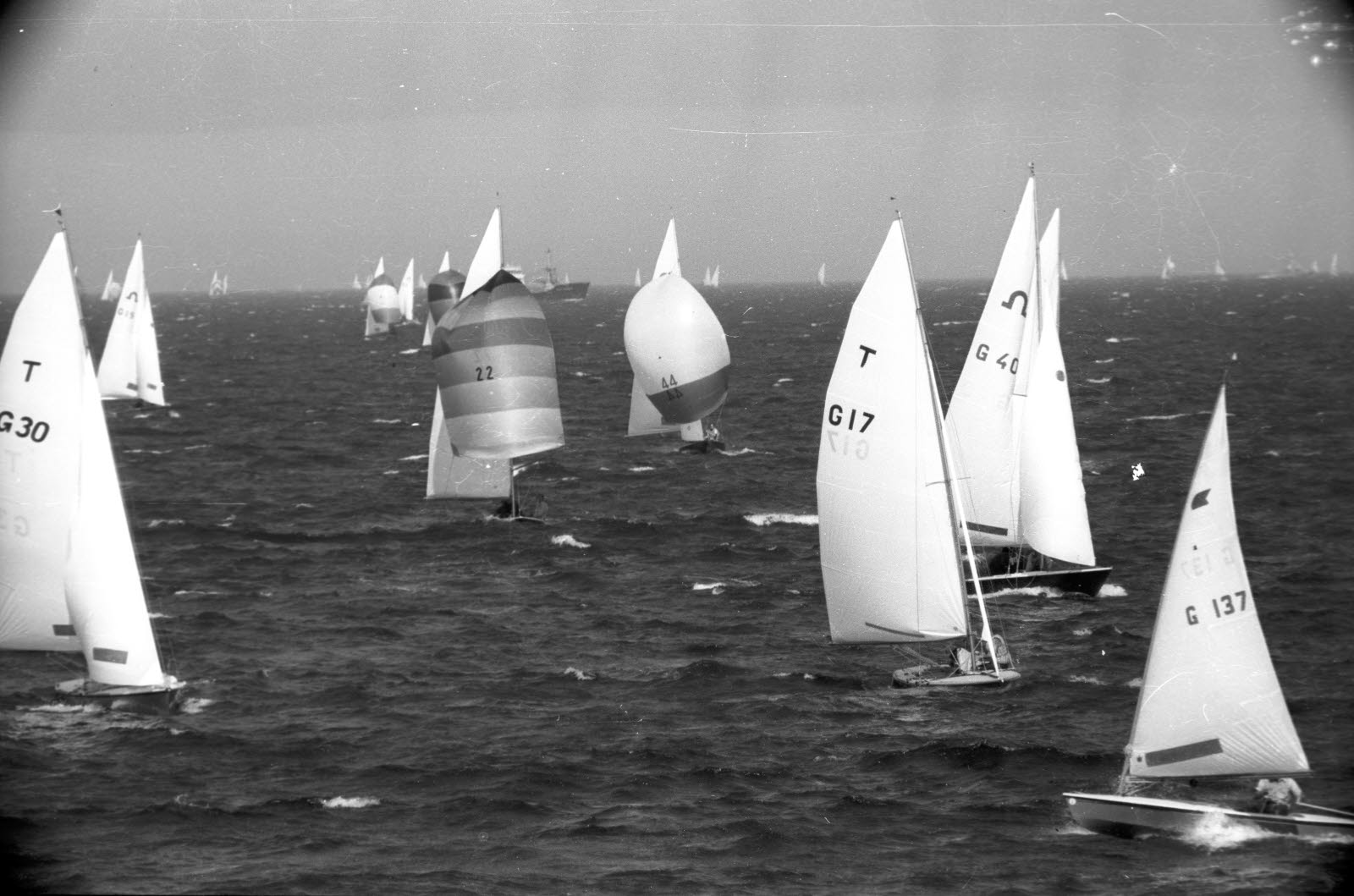 Regatta der Klassen Soling und Tempest vor Schilksee zur Kieler Woche 1970